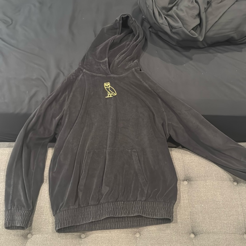 Black terry cloth OVO drake pull over hoodie large
